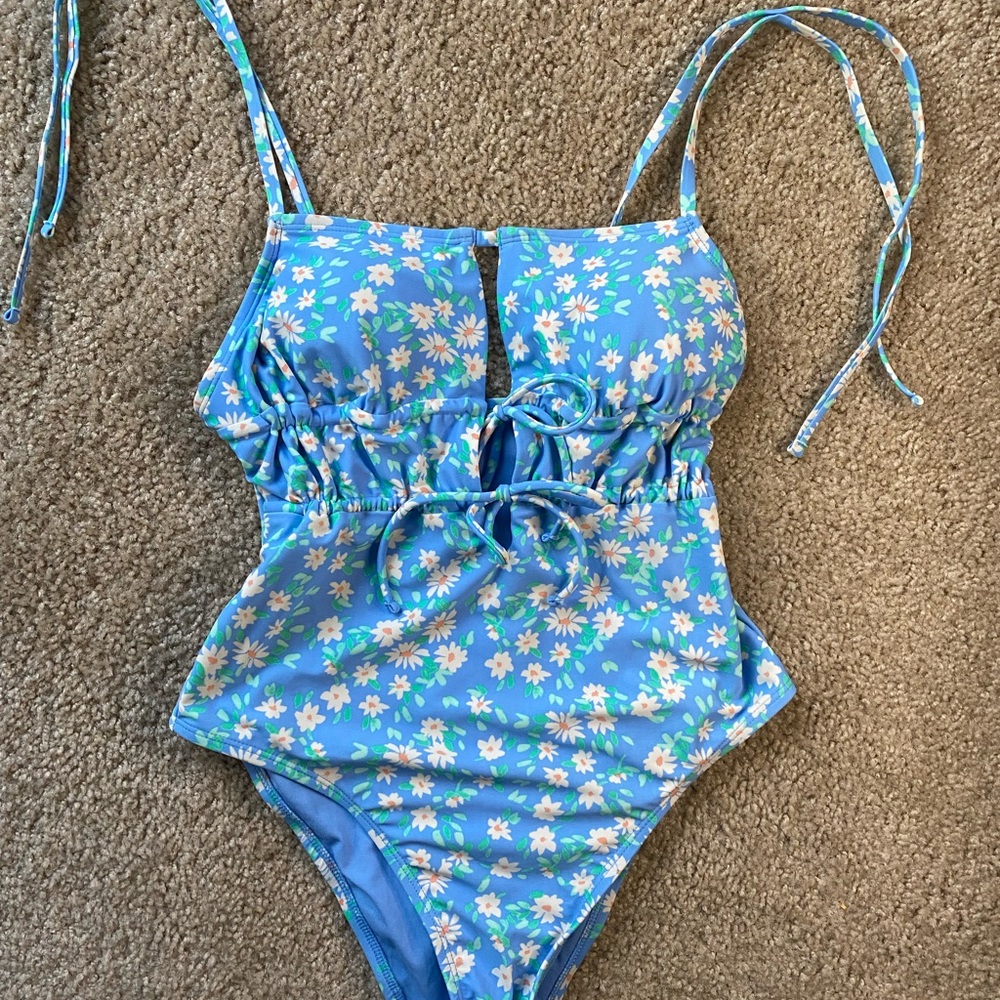 Blue floral swimsuit